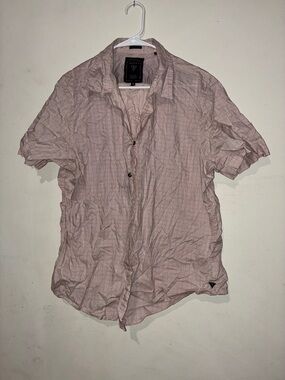 Guess Men's Short-Sleeve Button-Down Shirt in Light Pink